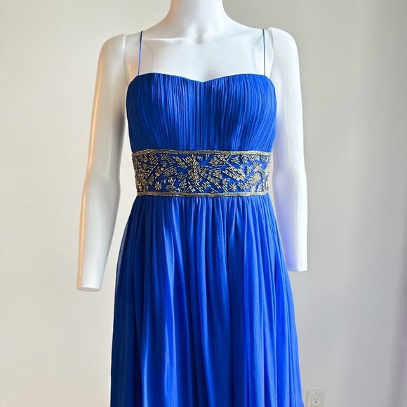 Aidan Mattox All Silk Beaded Empire waist Maxi Gown 8 - Picture 2 of 10